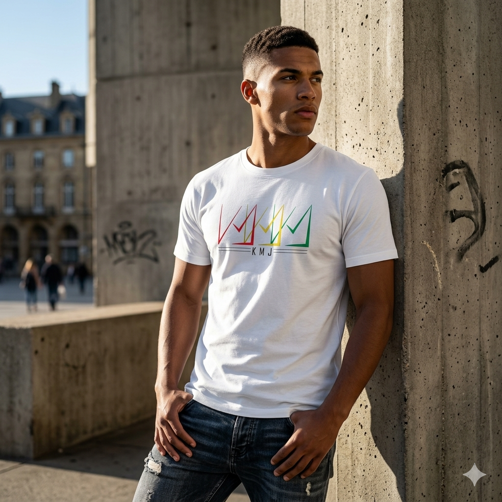 mannequin lifestyle portant un tee-shirt streetwear KMJ
